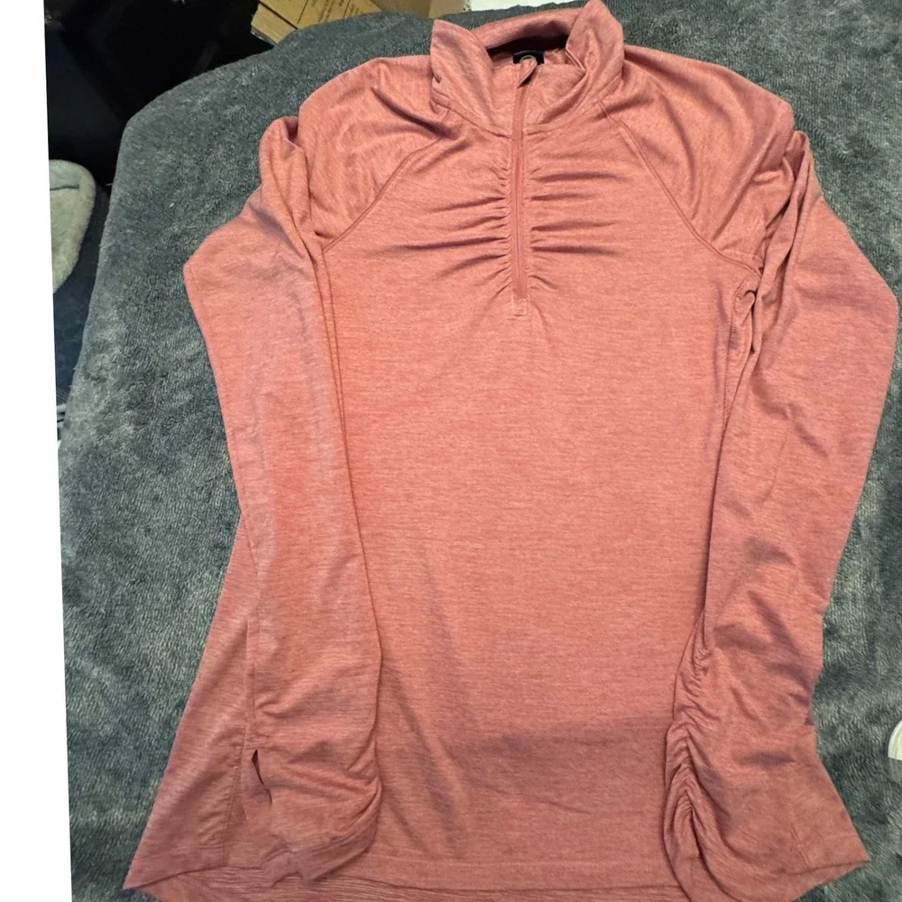 Champion Womens XS Pink Heathered Quarter Zip Ruched Active Top K9627-SXY